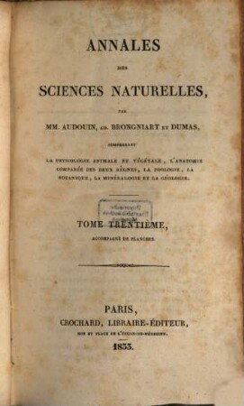 Annales des sciences naturelles. 30. 1833