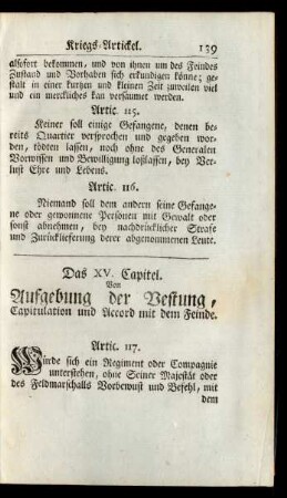 Das XV. Capitel. Von Aufgebung der Vestung, Capitulation und Accord mit dem Feinde