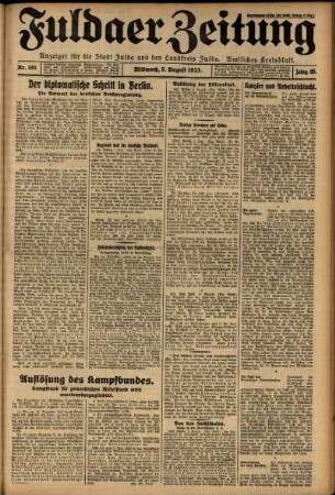 Ausgabe vom Mittwoch, den 09. August 1933.