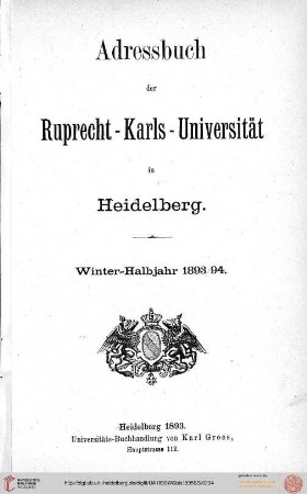 Wintersemester 1893/1894