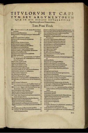 Titvlorvm et capitvm sev argvmentorvm, qvæ in his Didaci Covarrvvias