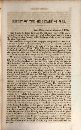 Message from the President of the United States to the two Houses of Congress, 33,2. 1854, Sess. 2 = Ex. Doc. 1