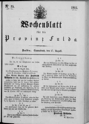 Nr. 35, Ausgabe vom 27. August 1864
