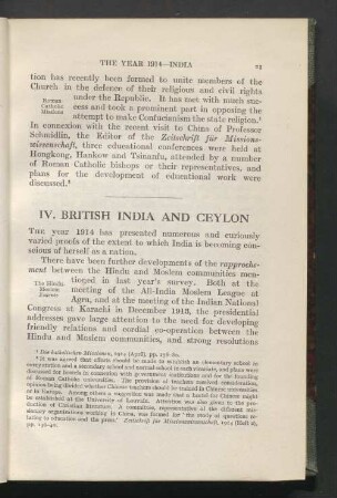 IV. British India and Ceylon