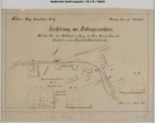 Felderhoferbrücke, Gleisanschluss Geldmacher, Gleisanschluss Brennerei, Brücke: Veränderung der Gleislage zwecks Einführung des Rollwagenverkehrs. Variante, als ungültig gekennzeichnet.