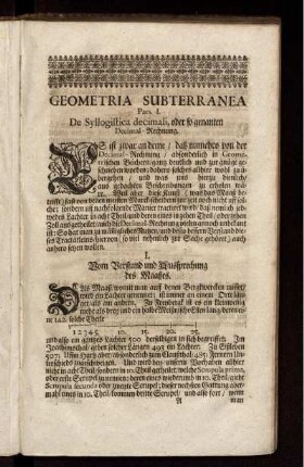 Pars 1. De Syllogistica decimali, oder so genanten Decimal-Rechnung