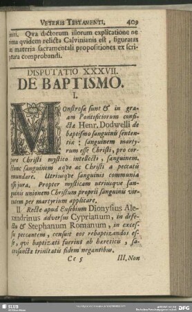 Disputatio XXXVII. De Baptismo