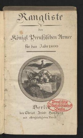 1800: Rangliste der Königl. Preußischen Armee