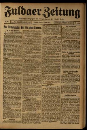 Ausgabe vom Donnerstag, den 07. Juli 1921.