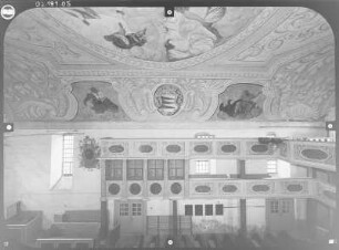 Gleina. Kirche (1696-1697). Decke und Empore