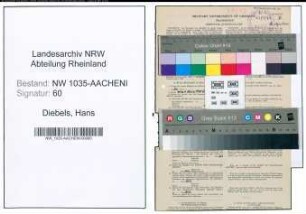 Entnazifizierung Hans Diebels , geb. 29.03.1907 (Steiger)