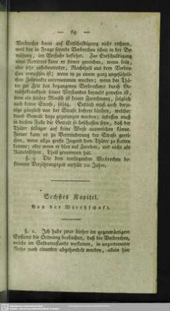 Sechstes Kapitel. Von der Wirthschaft
