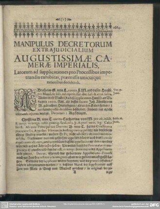 Manipulis Decretorum Extraiudicialium Augustissimae Camerae Imperialis