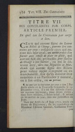 Titre VII. Des contraintes par corps.