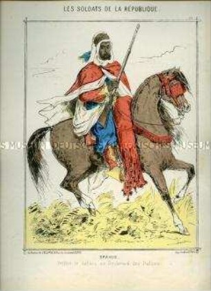 Karikatur, Sipahi zu Pferd, Frankreich, 1870, Tafel 28 aus: Les Soldats de la République. L'Armée Française en campagne.