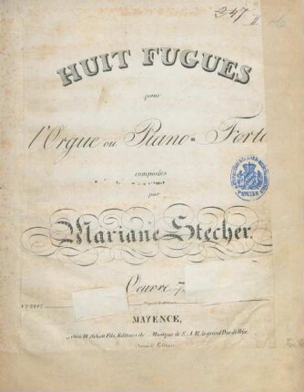Huit fugues pour l'orgue ou piano-forte ; oeuvre 7