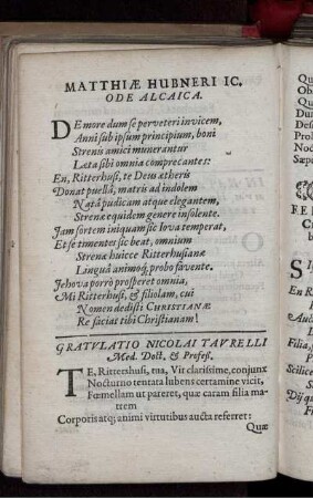 Gratulatio Nicolai Taurelli Med. Doct. & Profeß.