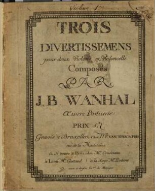 Trois divertissemens pour deux violons et violoncelle : oeuvre postume