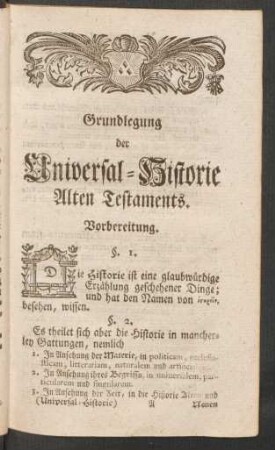 Grundlegung der Universal-Historie Alten Testaments