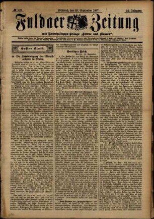 Erste Ausgabe vom Mittwoch, den 29. September 1897.