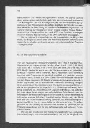 6.1.9 Restaurierungsstelle