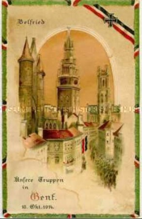 Postkarte zur Eroberung von Gent