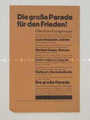 Programm der Begleitveranstaltungen zur Ausstellung "Krieg und Frieden" in Leipzig