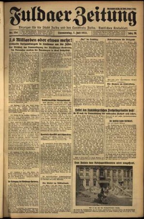 Erste Ausgabe vom Donnerstag, den 07. Juli 1932.