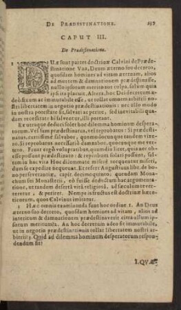 Caput III. De Praedestinatione.