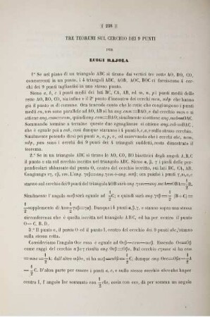 Tre teoremi sul cerchio dei 9 punti.
