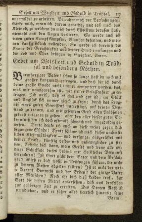 Gebet um Weisheit und Geduld in Trübsal und besondern Nöthen.
