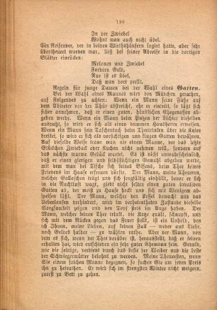 Regeln für junge Damen bei der Wahl eines Gatten.
