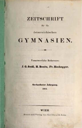 Zeitschrift für die österreichischen Gymnasien, 16. 1865