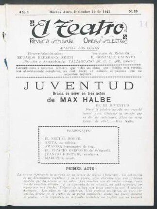 1921003900: Juventud : drama de amor en tres actos