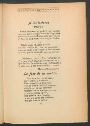À los lectores : Prole