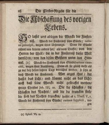 Die Abschaffung des vorigen Lebens.