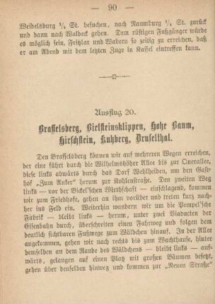 Ausflug 20. Brasselsberg, Bielsteinsklippen, Hohe Baum, Hirschstein, Kuhberg, Druselthal.