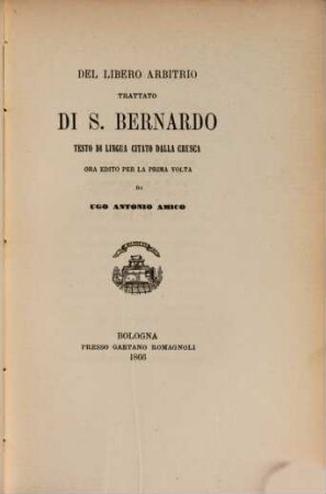 Del libero arbitrio : testo di lingua citato dalla Crusca