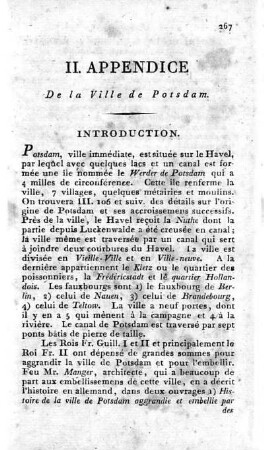 II. Appendice. De la ville de Potsdam