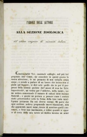 Alla Sezione Zooligica