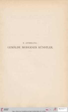 II. Abtheilung. Gemälde moderner Künstler (Nr. 111 - 178)