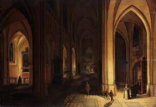 Inneres einer gotischen Kirche bei Abendbeleuchtung