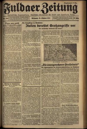 Erste Ausgabe vom Mittwoch, den 30. Oktober 1935.