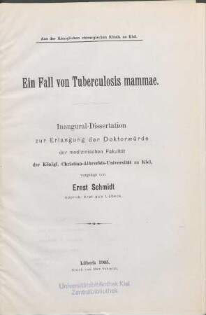 Ein Fall von Tuberculosis mammae