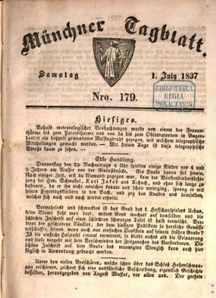 Münchener Tagblatt. 1837,[2] = Jg. 11, Juli - Dez.