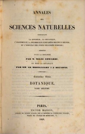 Annales des sciences naturelles. Botanique. 10, 10. 1848