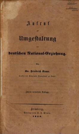 Aufruf zur Umgestaltung der deutschen National-Erziehung