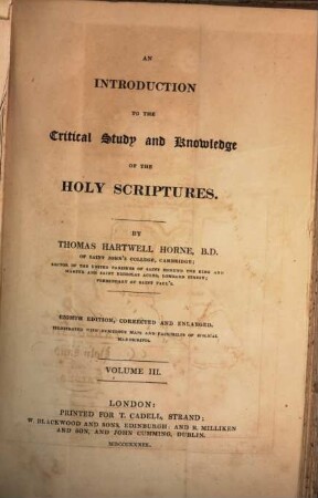 An introduction to the critical study and knowledge of the holy scriptures : illustrated with numerous maps and facsimiles of biblical manuscripts, 3