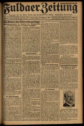 Ausgabe vom Donnerstag, den 19. Februar 1931.