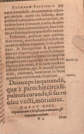 Capvt XVIII. Sepulturam Christianorum nonesse contemnendam.